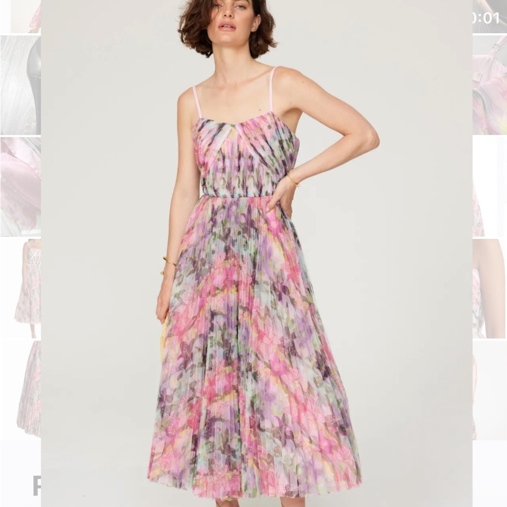Hutch Vita Floral Pleated Tulle A-Line Gown, size 4